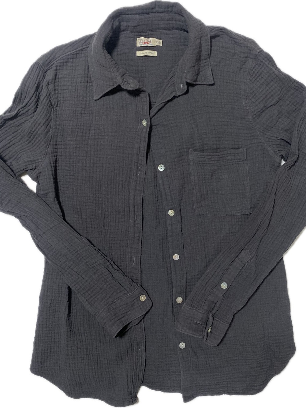 Faherty Charcoal Black Textured Button-Down Shirt